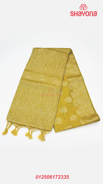 Yellow Gold Banarasi Soft Silk Saree – Radiance in Every Drape