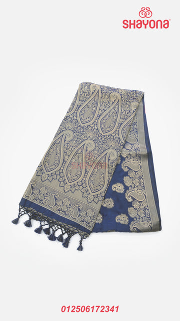 Majestic Navy Blue Banarasi Soft Silk Saree – Grace in Every Thread