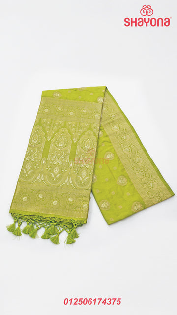 Dark Olive Banarasi Soft Silk Saree – Grace Rooted in Heritage