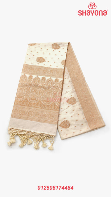 Ivory White Banarasi Soft Silk Saree – Pure Grace in Every Drape