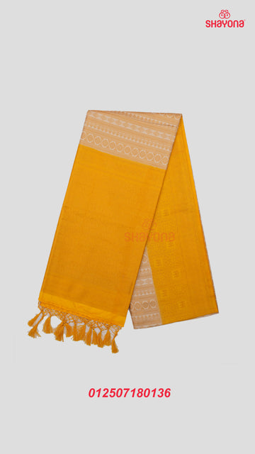 Almond & Yellow Gold Banarasi Soft Silk Saree with Golden Nakshi Jaal & Heavy Pallav