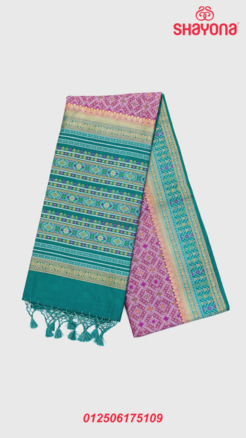 Onion Purple & Cadet Blue Ghicha Art Silk Saree