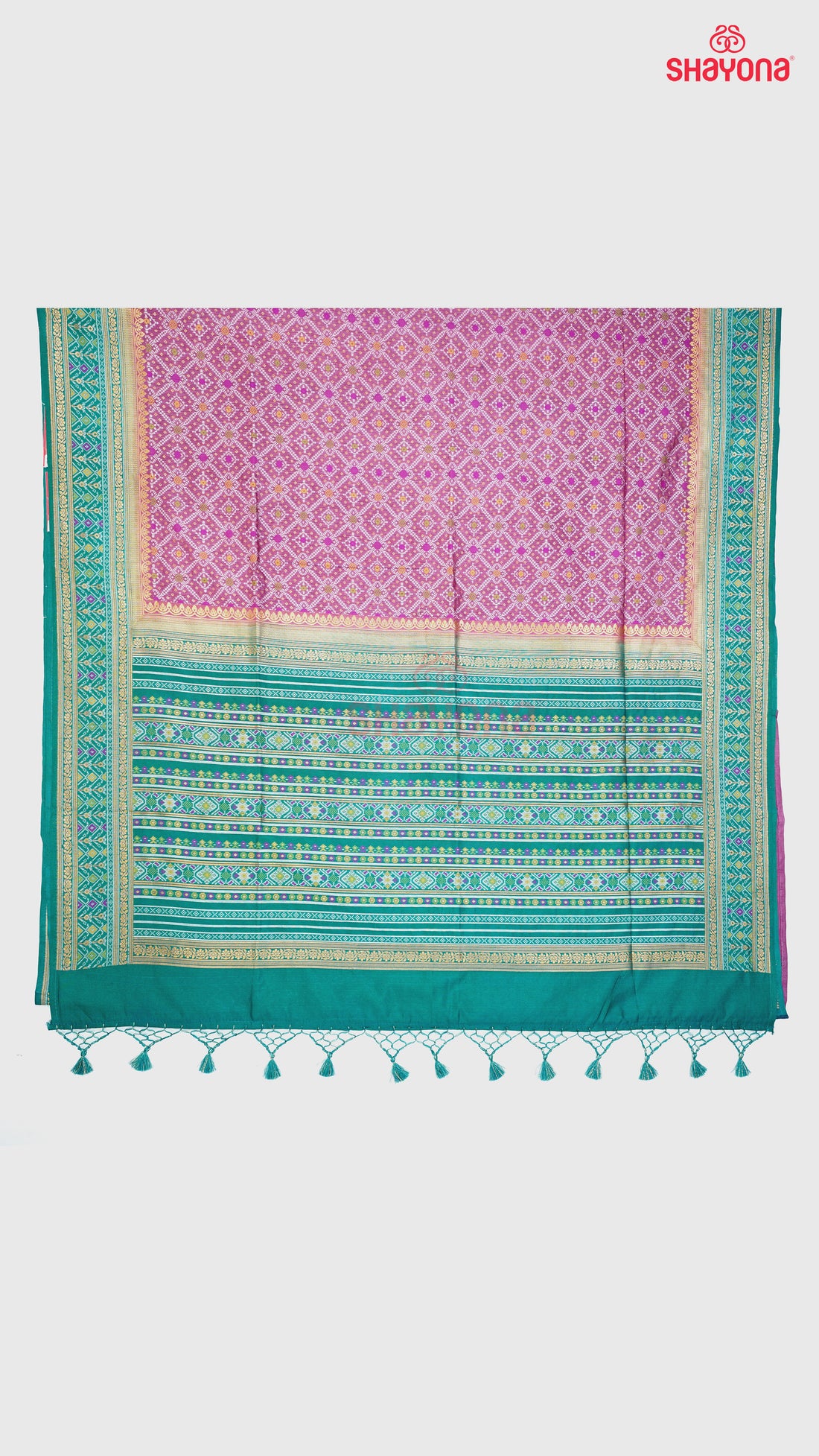 Onion Purple & Cadet Blue Ghicha Art Silk Saree