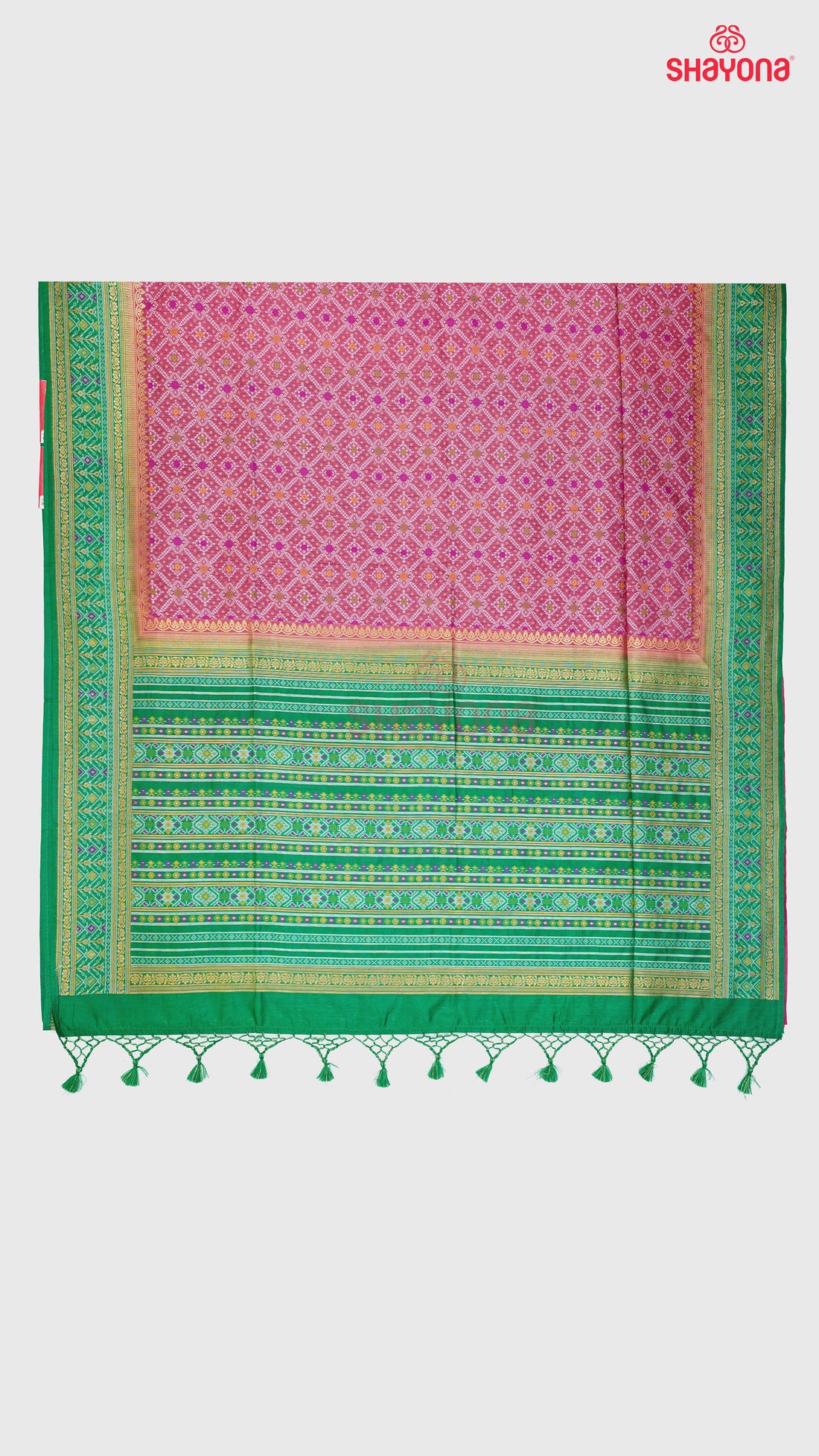 Dark Pink & Sea Green Ghicha Art Silk Saree – A Heritage of Vibrance