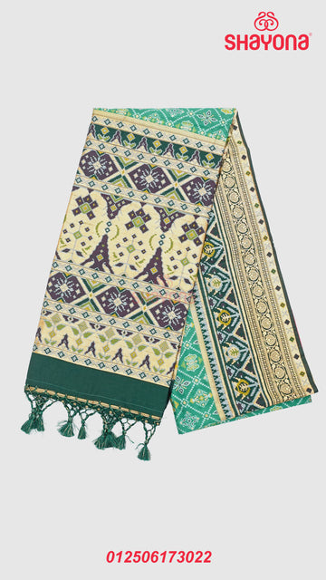 Medium Green & Pomona Green Ghicha Art Silk Saree