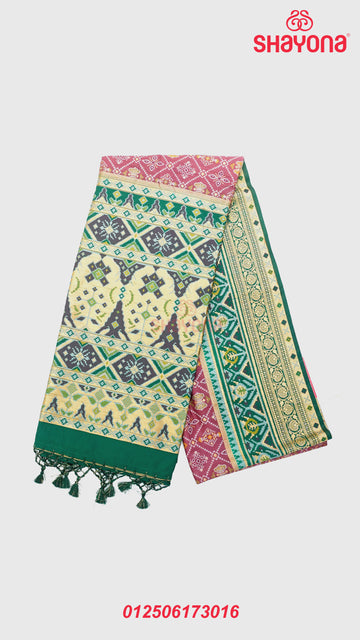 Light Purple & Dark Sea Green Ghicha Art Silk Saree