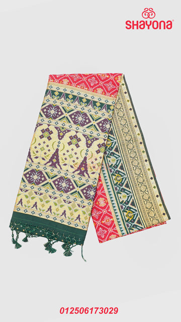 Rust Red & Pomona Green Ghicha Art Silk