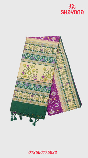 Dark Purple & Pomona Green Ghicha Art Silk Saree