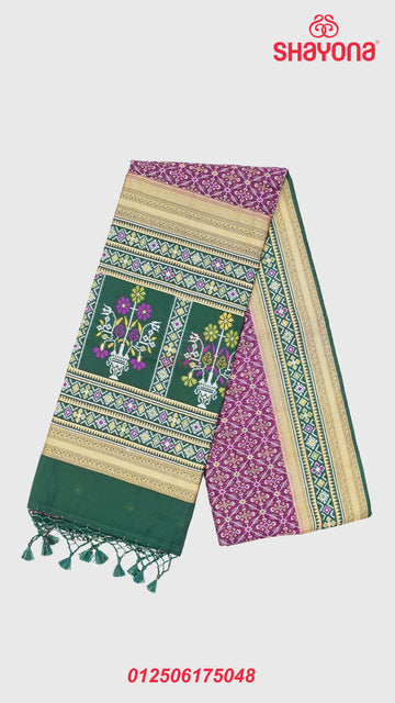 Dark Purple & Pomona Green Ghicha Art Silk Saree
