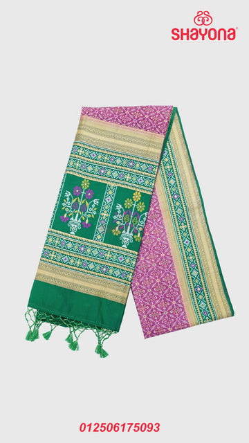 Dark Pink & Dark Green Ghicha Art Silk Saree