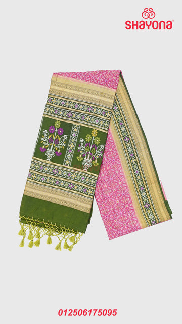 Onion & Dark Green Ghicha Art Silk Saree