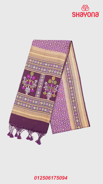 Dark Purple & Wine Ghicha Art Silk Saree