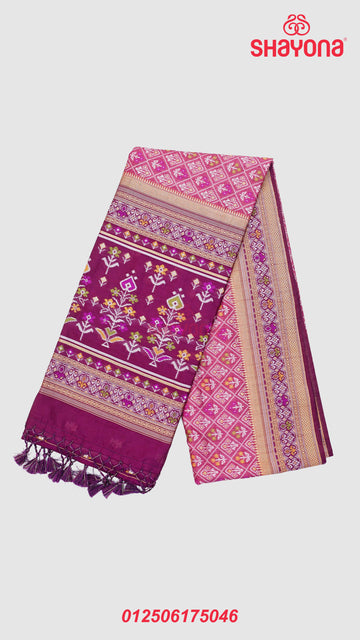 Medium Onion & Dark Purple Ghicha Art Silk Saree