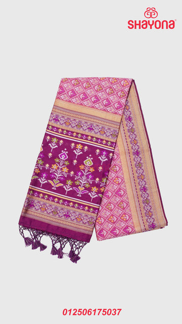Medium Onion & Dark Purple Ghicha Art Silk Saree
