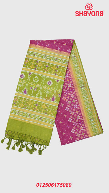Onion & Mehendi Green Ghicha Art Silk Saree