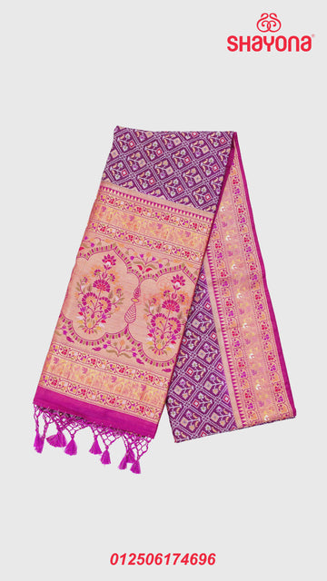 Dark Purple & Magenta Ghicha Art Silk Saree