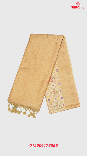 Almond-Coloured Ghicha Art Silk Saree