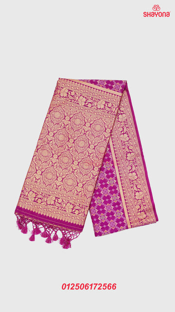 Dark Magenta Ghicha Art Silk Saree