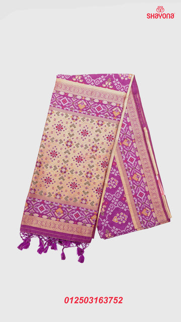 Dark Magenta coloured Ghicha Art Silk Saree