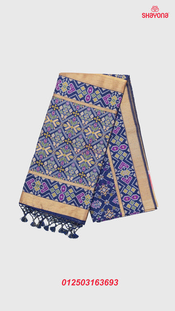 Dark Navy Blue Ghicha Art Silk Saree