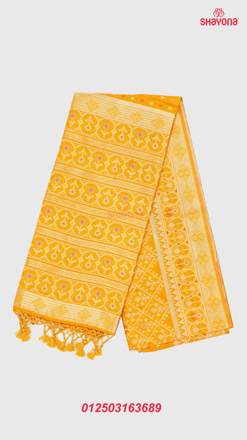 Mustard coloured Ghicha Art Silk Saree