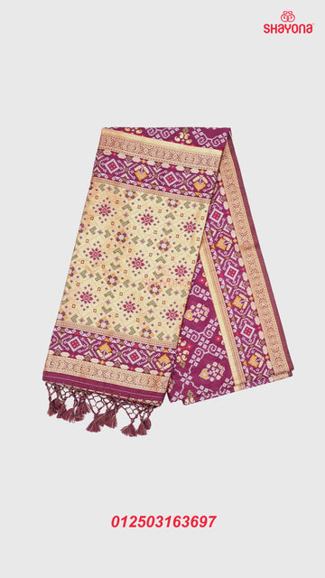 Wine coloured Ghicha Art Silk Saree