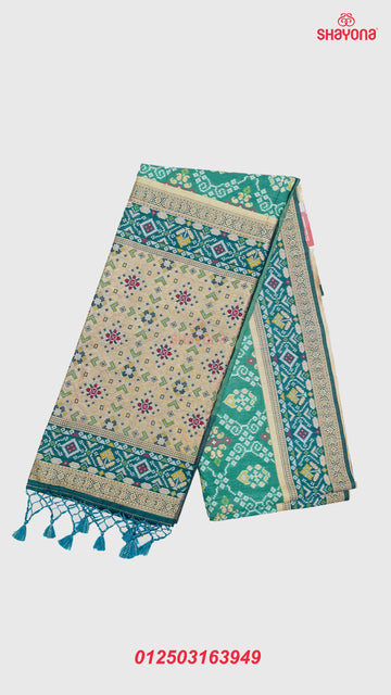 Dark Cadet Blue Ghicha Art Silk Saree