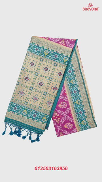 Onion Purple & Cadet Blue coloured weaved Ghicha Art Silk Saree