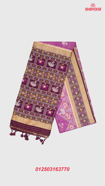 Dark Pink & Wine Ghicha Art Silk Saree