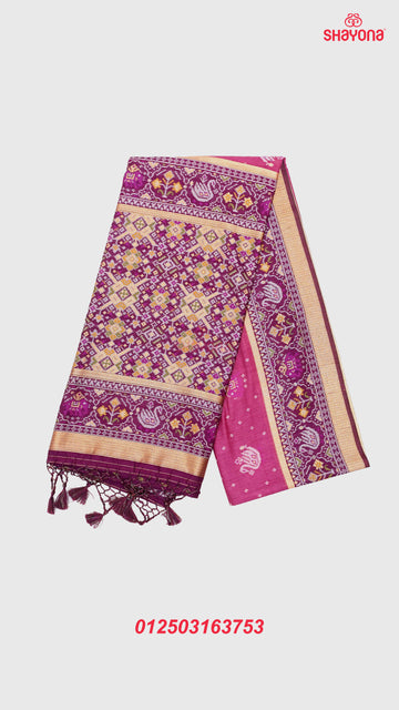 Magenta & Dark Purple Ghicha Art Silk Saree