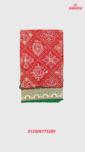 Maroon & Dark Green Pure Gajji Silk Gharchola Saree