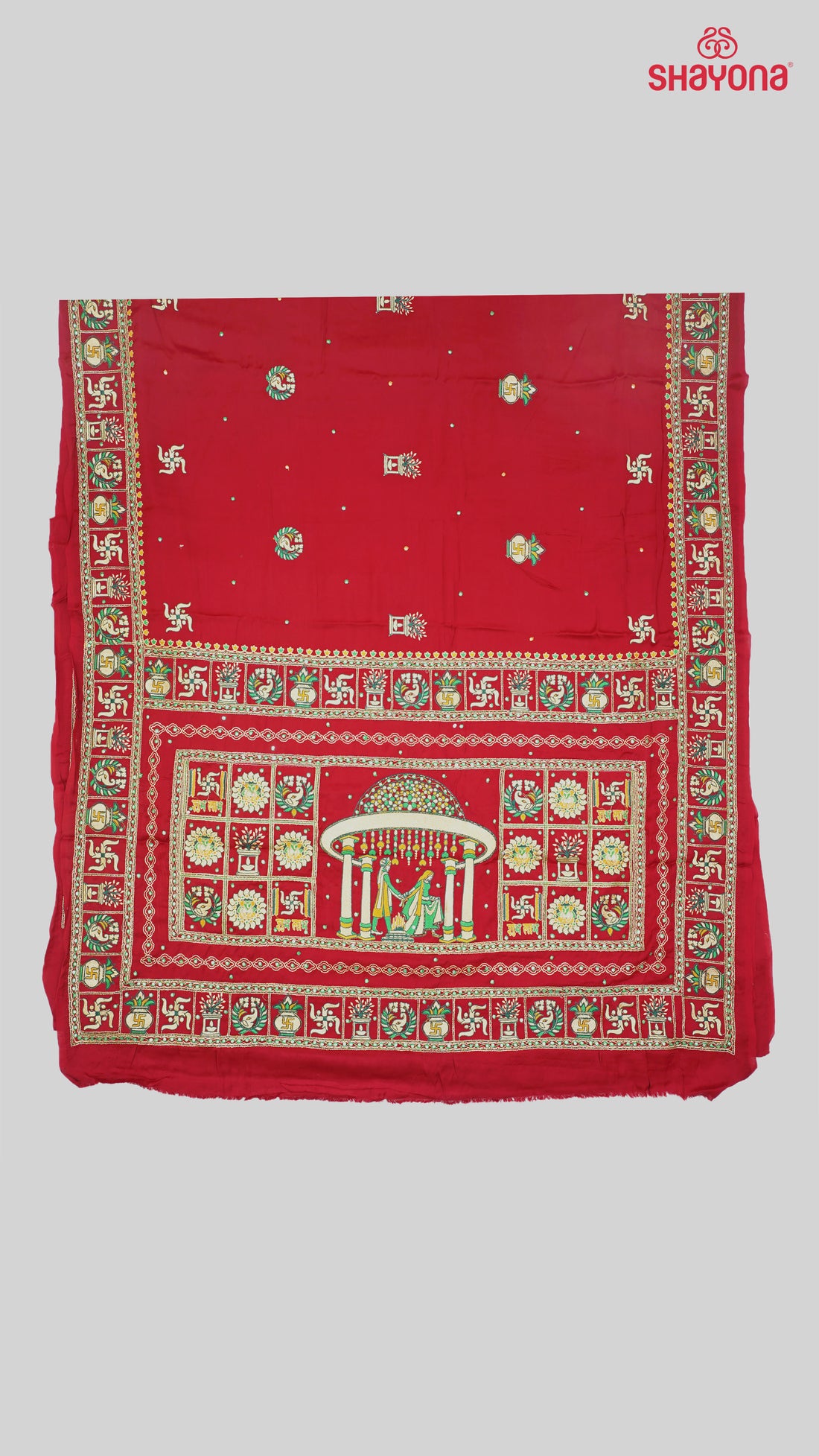 Maroon Pure Gajji Silk Gharchola Saree