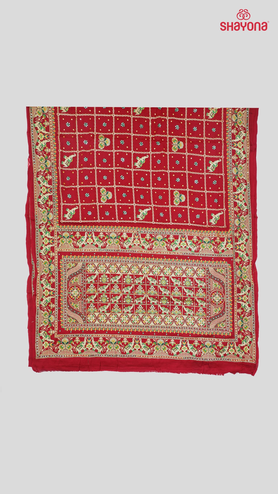 Maroon Pure Gajji Silk Gharchola Saree