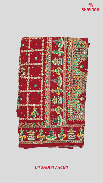 Maroon coloured Pure Gajji Silk Gharchola Saree
