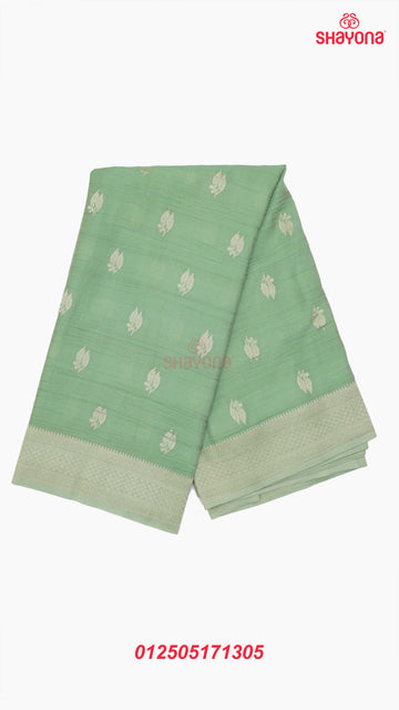 Aqua Banarasi Georgette Khaddi Soft Silk Saree with Butti Gala, Jaal Nakshi Border & Heavy Pallav