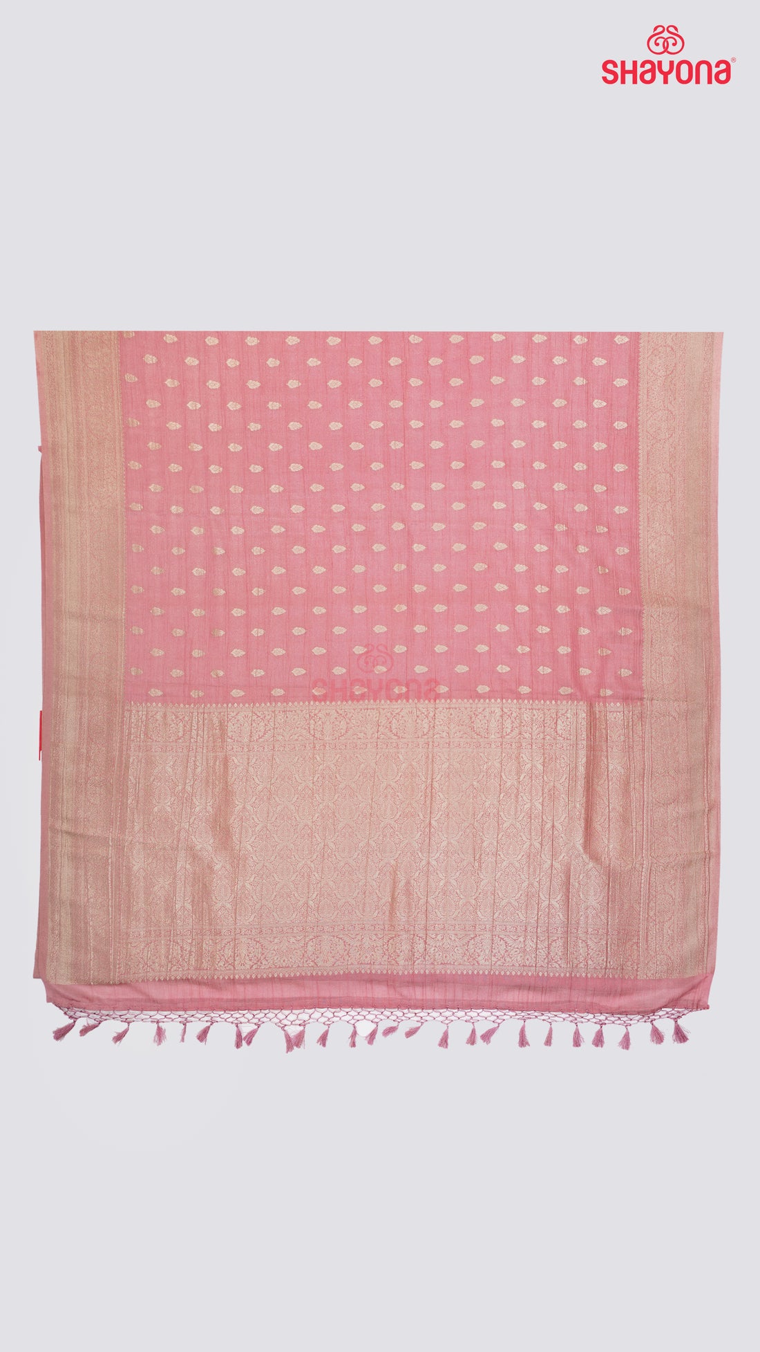 Dark Pink Banarasi Georgette Khaddi Print Saree with Butti Gala, All Over Jaal Nakshi Border & Heavy Pallav