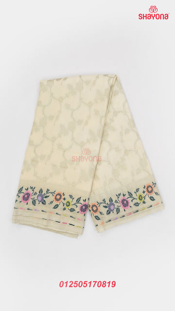 Ivory Banarasi Georgette Soft Silk Saree with Minakari Jaal Gala & Heavy Pallav