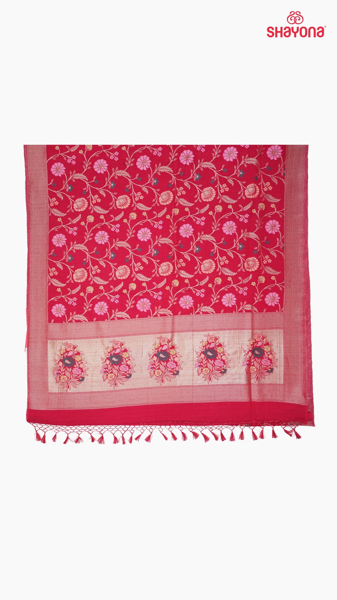 Dark Violet Red Banarasi Georgette Khaddi Soft Silk Saree with Minakari Jaal Gala & Heavy Pallav