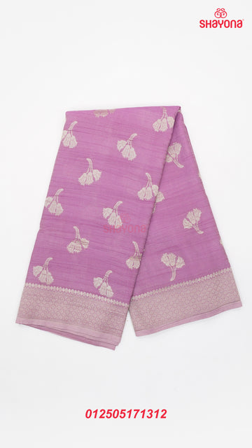 Purple Banarasi Georgette Khaddi Print Soft Silk Saree with Butta Gala, Jaal Nakshi Border & Heavy Pallav