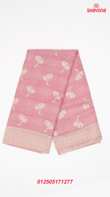Light Rose Gold Banarasi Georgette Khaddi Soft Silk Saree with Butta in Gala, Jaal Nakshi Border & Heavy Pallav