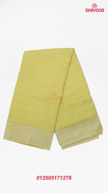Light Olive Banarasi Georgette Khaddi Soft Silk Saree with Butti Gala, Jaal Nakshi Border & Heavy Pallav
