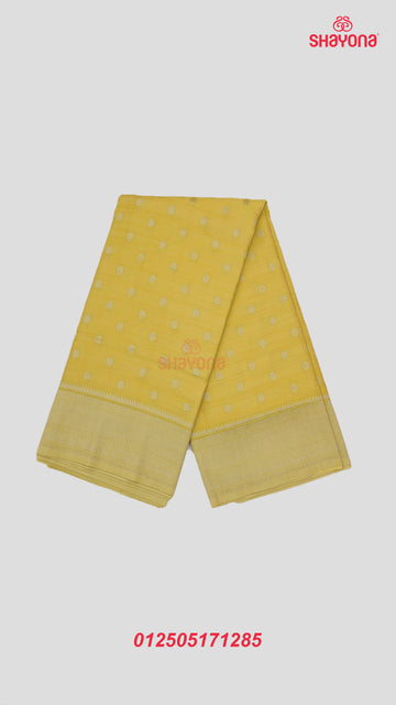 Yellow Gold Banarasi Georgette Khaddi Soft Silk Saree with Butta Gala, Jaal Nakshi Border & Heavy Pallav