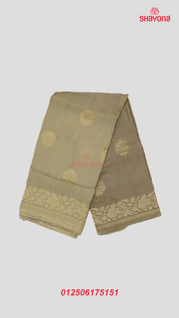 Dark Sage Green Banarasi Georgette Khaddi Soft Silk Saree with Butta in Gala, Jaal Nakshi Border & Heavy Pallav