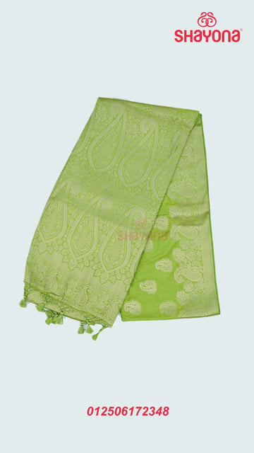 Medium Olive Banarasi Soft Silk Saree with Golden Butta Jaal & Nakshi Border