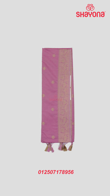 Pink Banarasi Silk Ashavali Saree with Butti Gala, Nakshi Border & Heavy Pallav