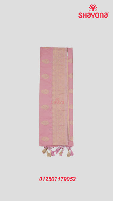 Pink Banarasi Silk Ashavali Saree with Minakari Butta in Gala, Nakshi Border & Heavy Pallav