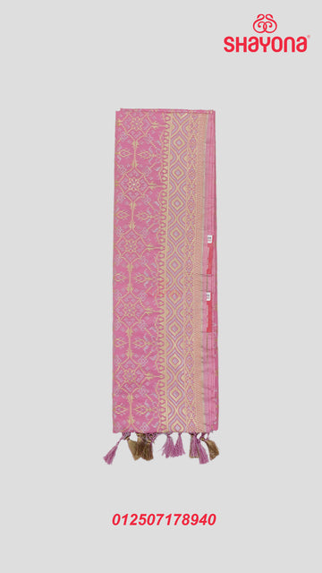 Pink Banarasi Silk Ashavali Saree with Minakari Jaal in Gala, Nakshi Border & Heavy Pallav
