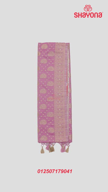 Pink Banarasi Silk Ashavali Saree with Minakari Butta in Gala, Nakshi Border & Heavy Pallav
