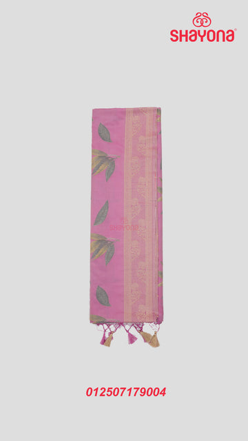 Pink Banarasi Silk Ashavali Saree with All Over Butti & Floral Jaal Gala