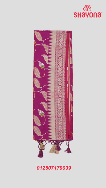 Dark Purple Banarasi Silk Ashavali Saree with Minakari Jaal & Nakshi Border